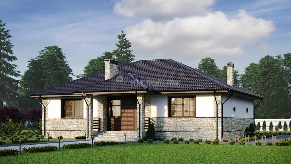 3. Проект одноэтажного дома в современном стиле с четырехскатной, t-41-01, площадью - 125 кв